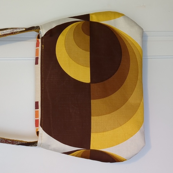 Retro Autumn Colors 60s Crossbody Bag Fall Leaves Satchel Vintage Materials - Picture 6 of 9